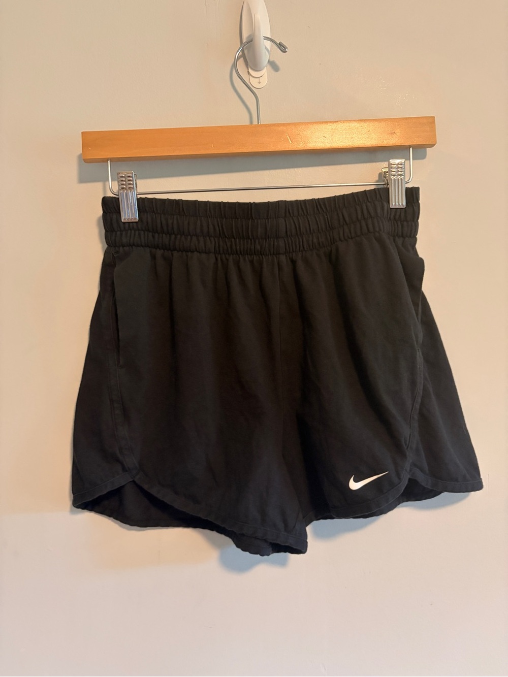 Nike Black Running Shorts with White Swoosh Girls Large